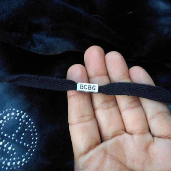 EUC BCBG Hooded Blue TieDye Zippered Jacket w/Rhinestones M - Picture 7 of 12